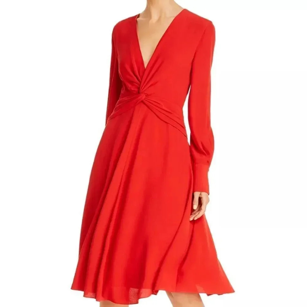 Equipment Red Long Sleeve Dress